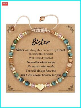 Heart Charm Beaded Bracelet Gift for Women Sister